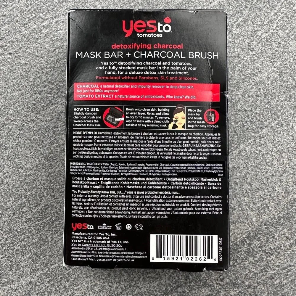NEW Detoxifying Charcoal Mask (2-oz Bar) & Charcoal Brush by Yes to Tomatoes